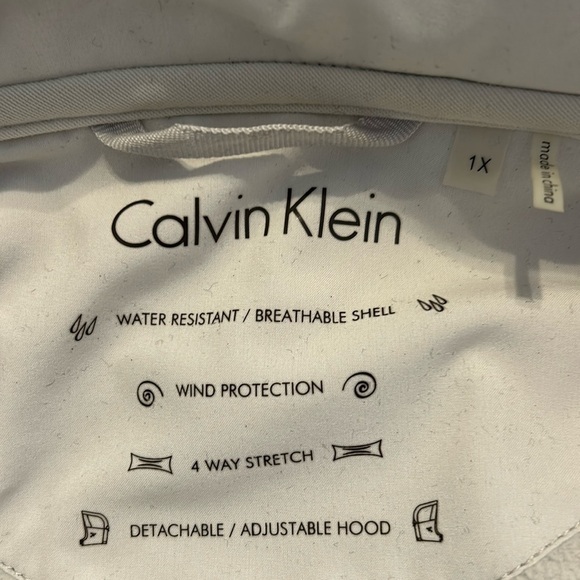 Calvin Klein White Winter Coat Fur Collar Sz 1X - Picture 3 of 9